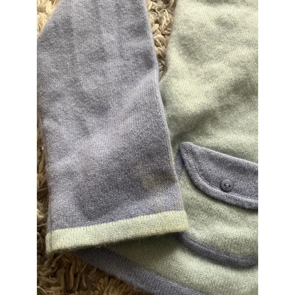 Lauren Hansen 100% Cashmere Cardigan Sz S Colorblock Blue - Picture 4 of 5